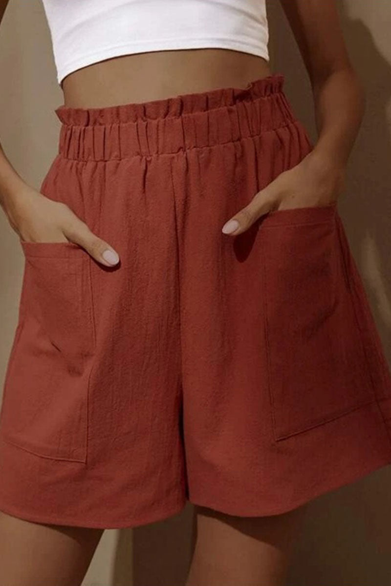 Kaynafashions - Fashion Casual Solid Pocket Loose High Waist Wide Leg Bottoms