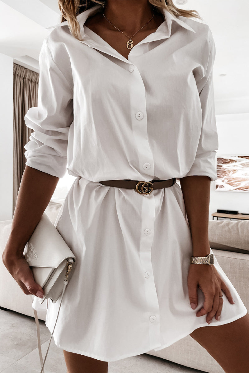 Kaynafashions - Fashion Casual Solid Patchwork POLO collar One Step Skirt Dresses