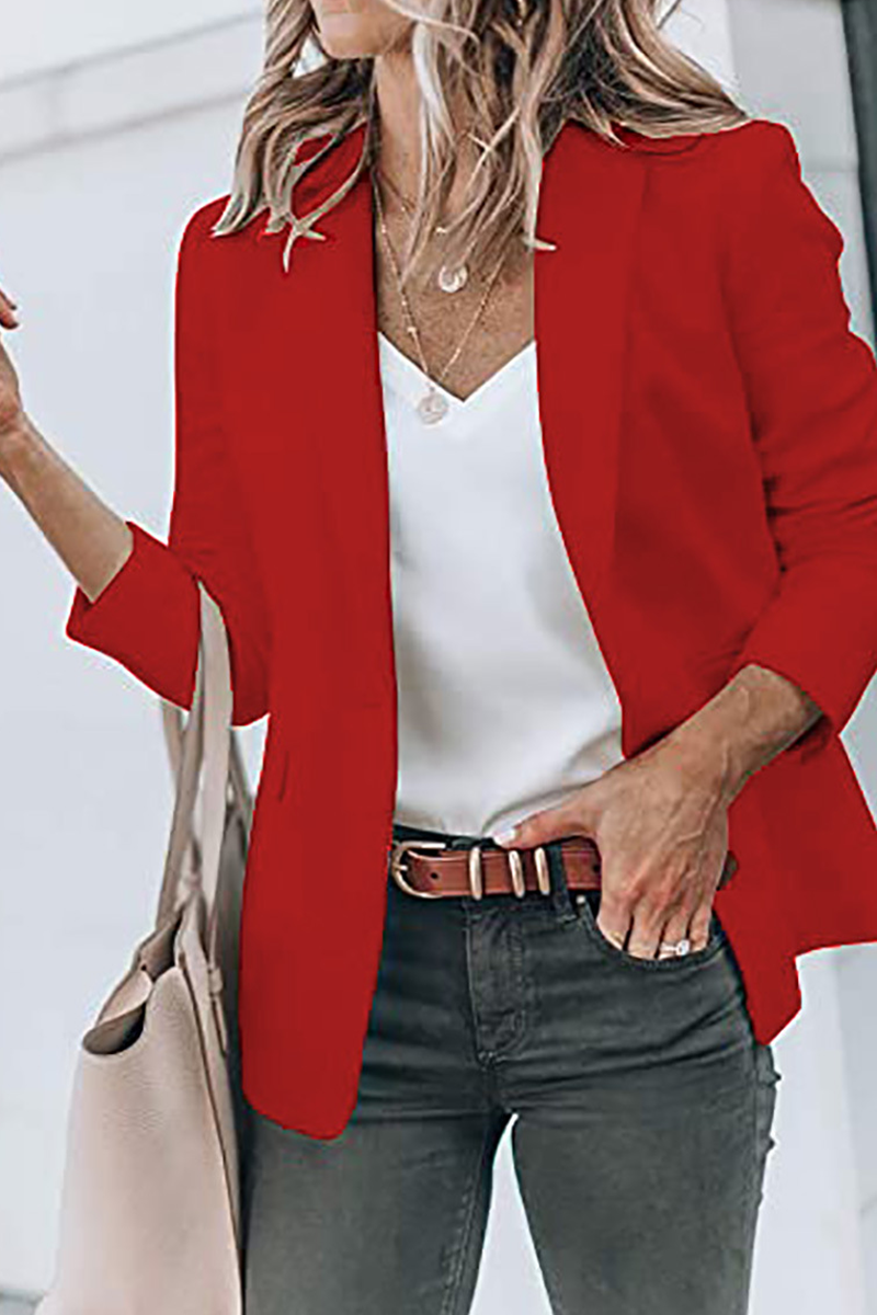 Kaynafashions - Fashion Solid Patchwork Turndown Collar Outerwear(11 colors)