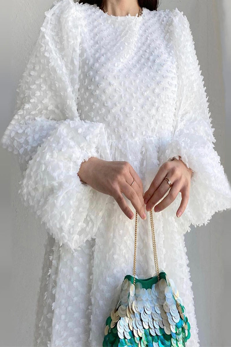 Kaynafashions - Elegant Solid Patchwork O Neck A Line Dresses