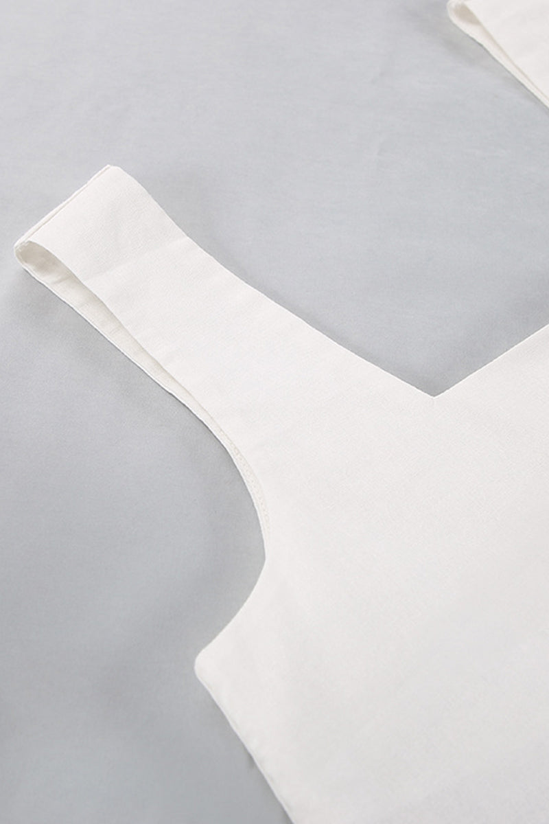 Kaynafashions - Casual Solid With Belt Bright Silk Square Collar Sleeveless Two Pieces