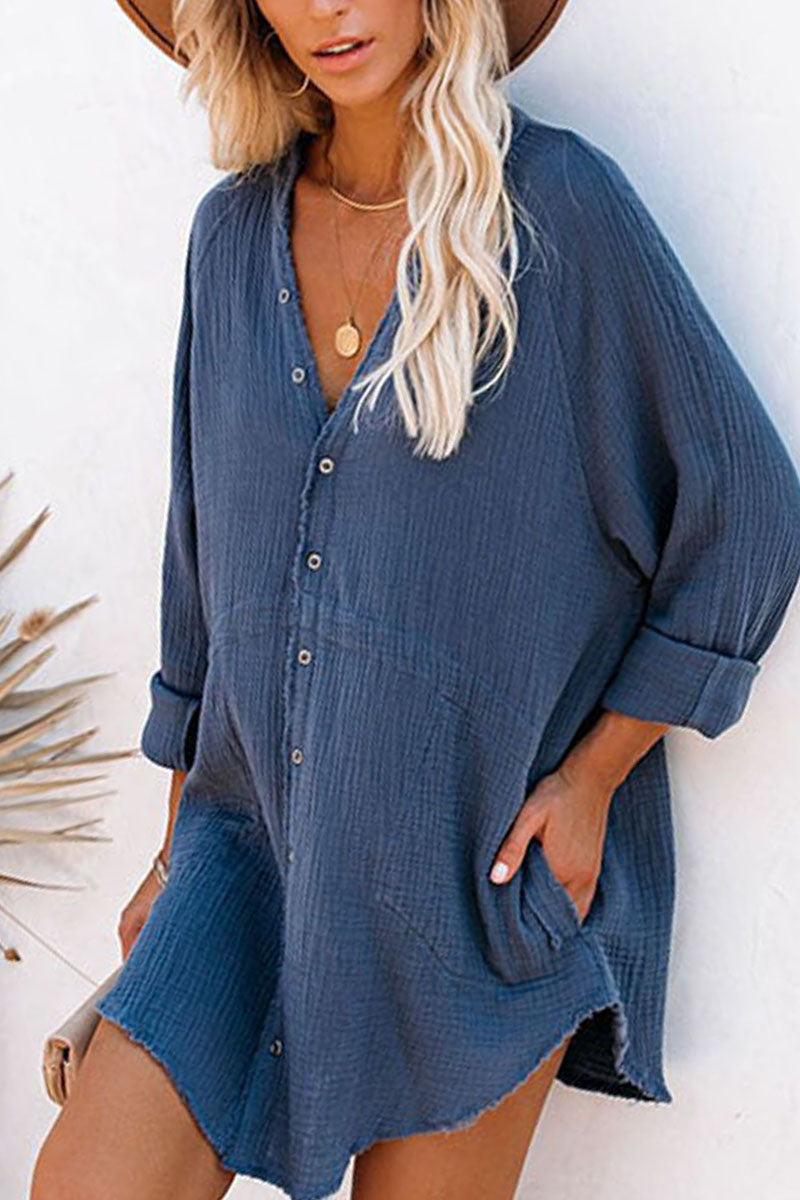 Kaynafashions - Work Daily Solid Patchwork V Neck A Line Dresses