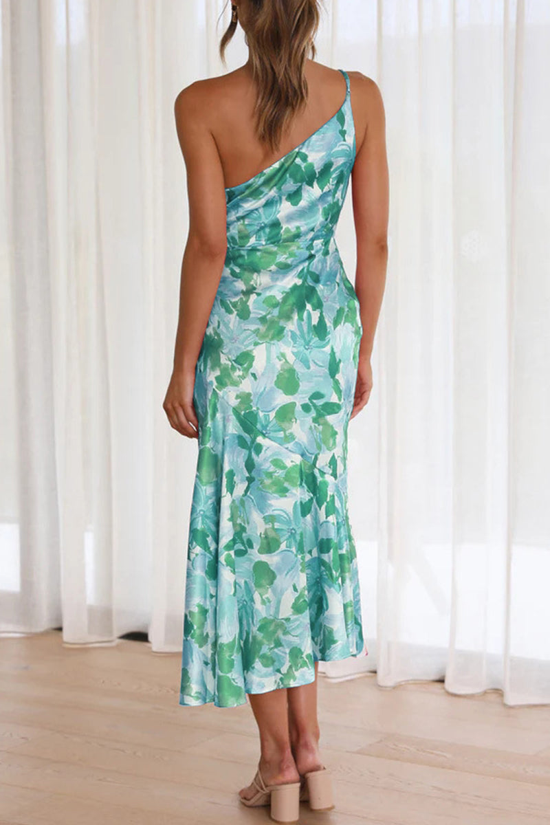 Kaynafashions - Elegant Floral Backless Oblique Collar Trumpet Mermaid Dresses