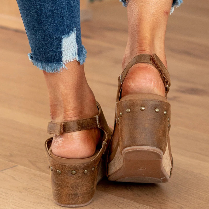 Kaynafashions - Casual Patchwork Opend Wedges Shoes