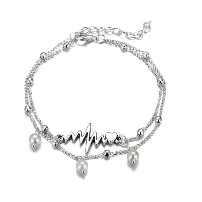 Kaynafashions - Casual Solid Patchwork Pearl Anklet
