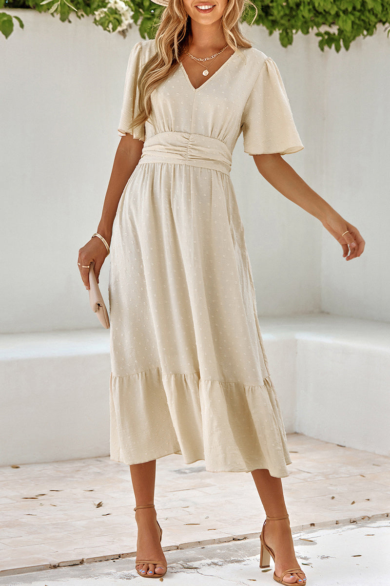 Kaynafashions - Sweet Elegant Solid Solid Color V Neck A Line Dresses