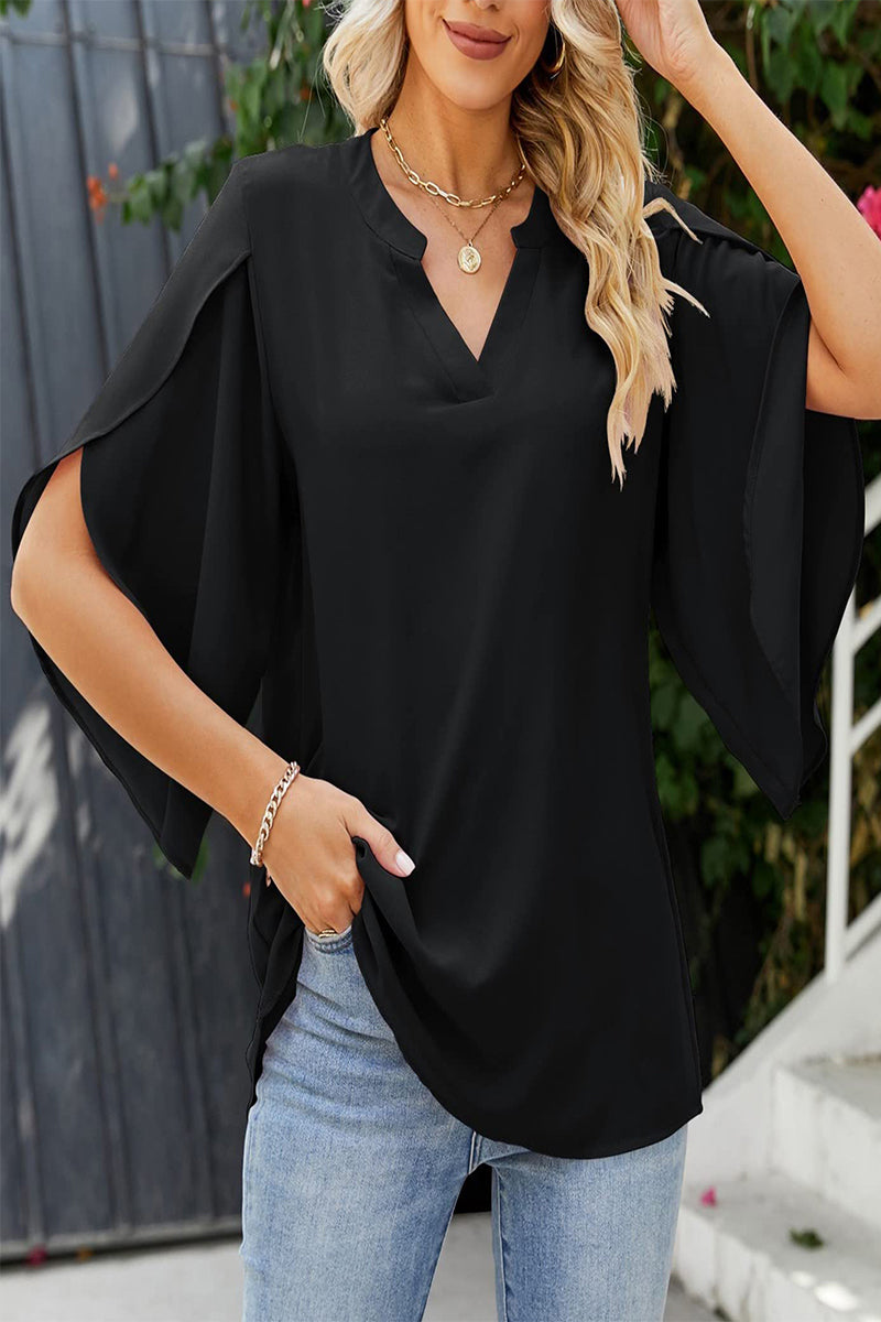 Kaynafashions - Sweet Elegant Solid Stringy Selvedge V Neck Tops