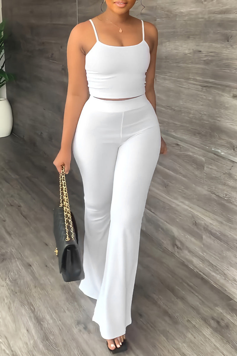Kaynafashions - Casual Simplicity Solid Backless U Neck Sleeveless Two Pieces(4 Colors)