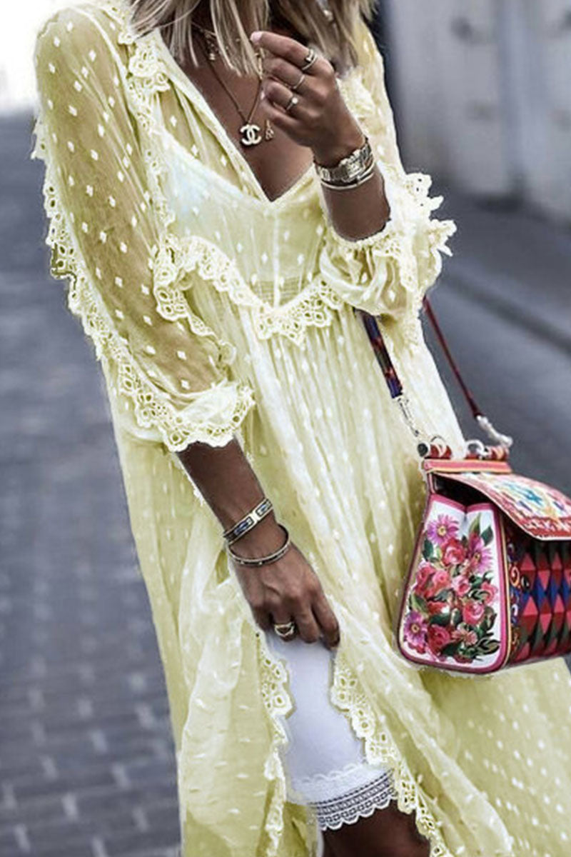 Kaynafashions - Fashion Casual Solid See-through V Neck Princess Dresses（Without strap）(4 Colors)）