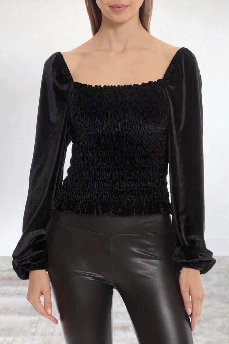 Kaynafashions - Elegant Solid Fold Square Collar Tops