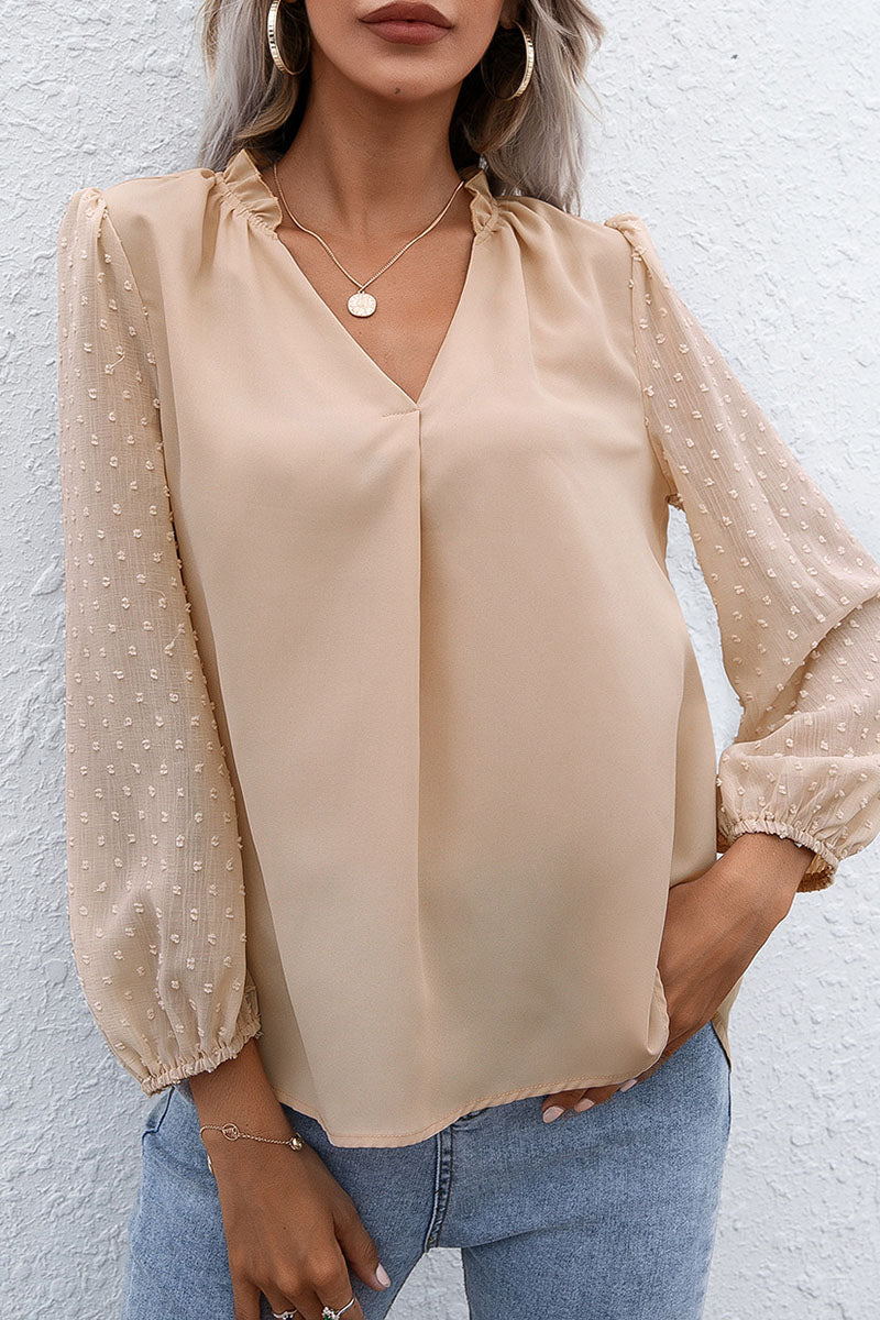 Kaynafashions - Fashion Casual Solid Patchwork V Neck Tops(3 colors)