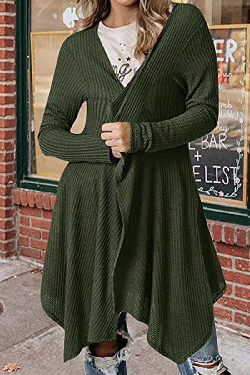 Kaynafashions - Casual Solid Asymmetrical O Neck Cardigans(8 Colors)