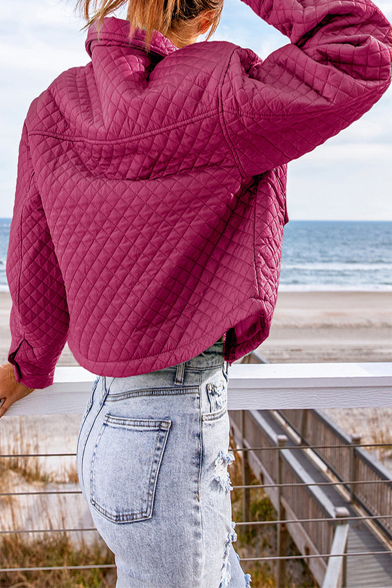 Kaynafashions - Simplicity Solid Pocket Turndown Collar Outerwear