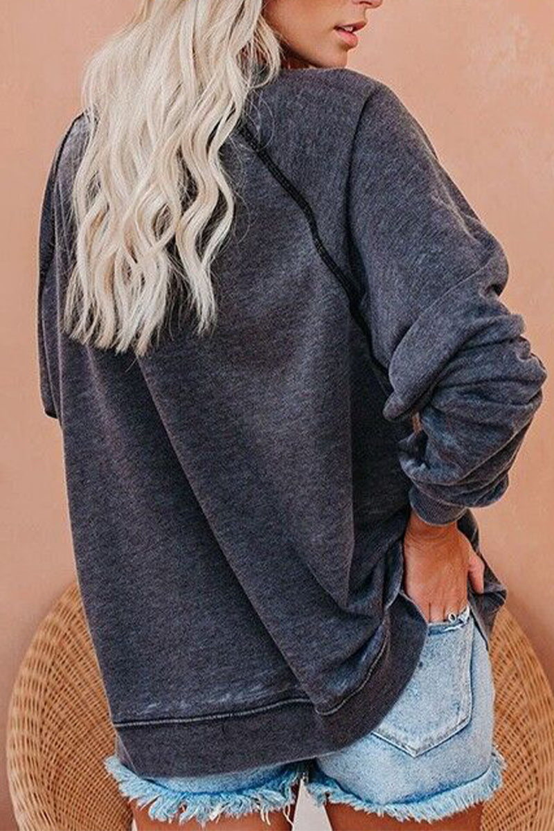 Kaynafashions - Casual Print Patchwork Printing O Neck Tops