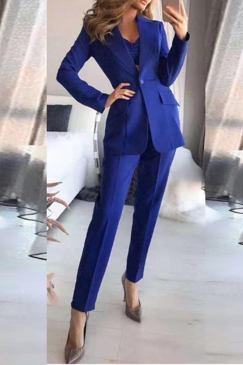 Kaynafashions - Fashion Solid Patchwork Turndown Collar Long Sleeve Three Pieces(4 Colors)