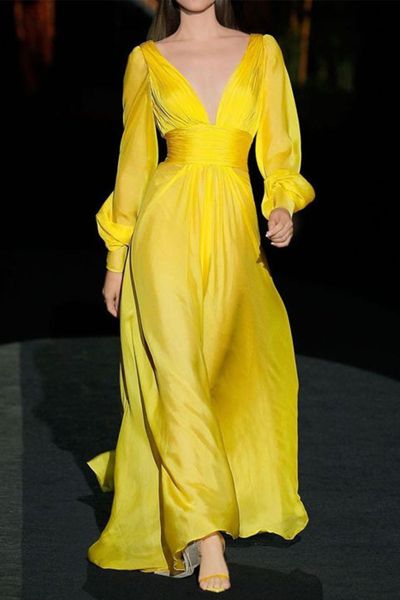 Kaynafashions - Sexy Elegant Solid Patchwork V Neck Princess Dresses