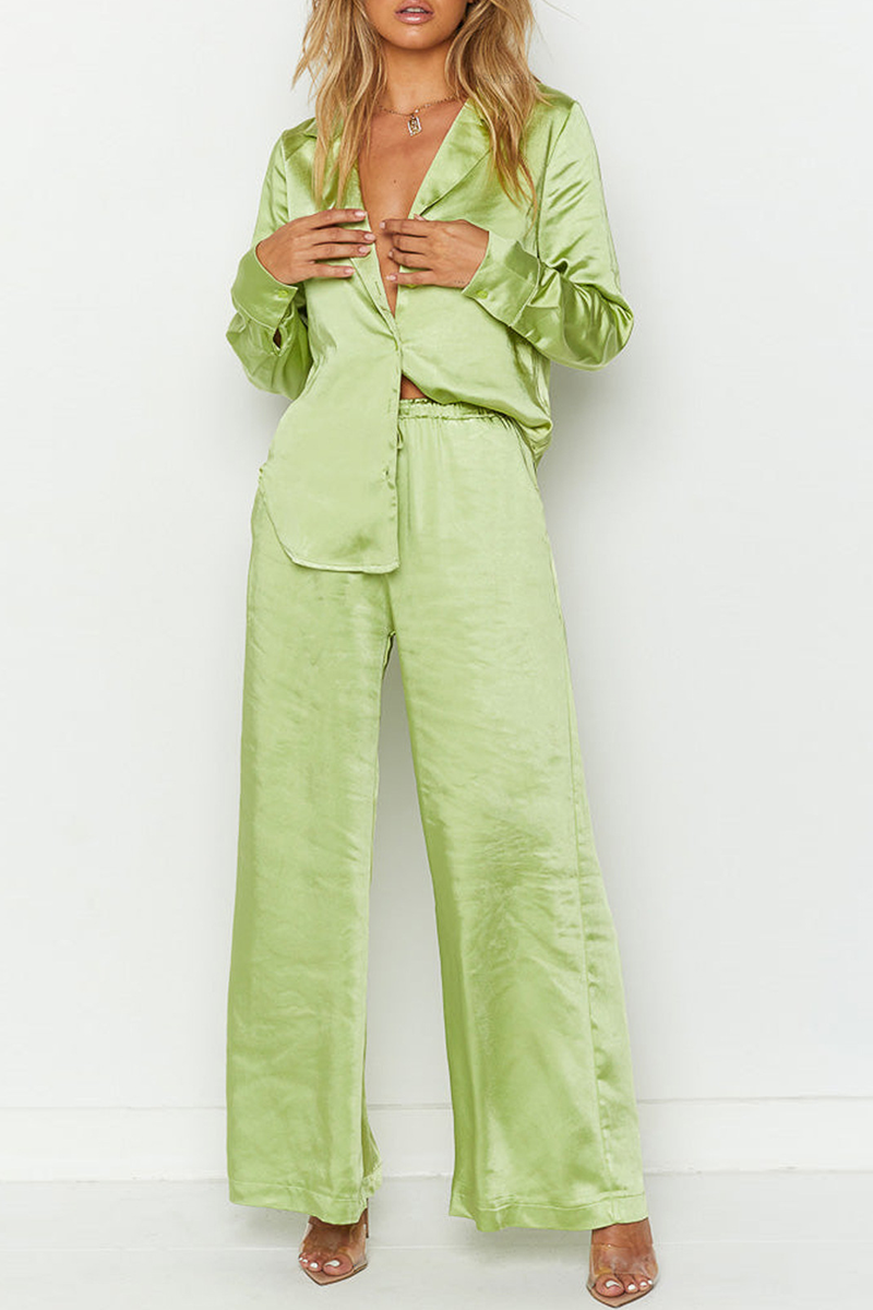 Kaynafashions - Street Solid Patchwork Turndown Collar Long Sleeve Two Pieces