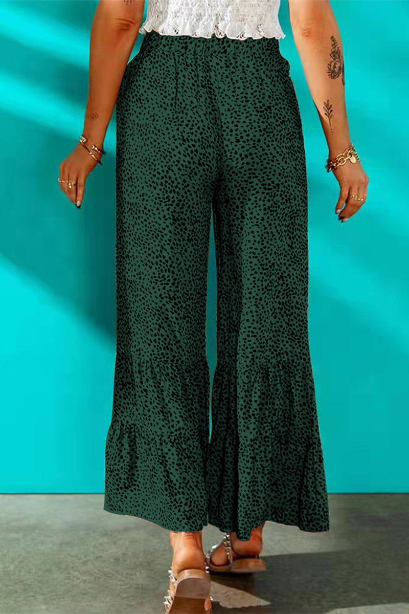 Kaynafashions - Elegant Printing Loose Mid Waist Wide Leg Full Print Bottoms(7 Colors)