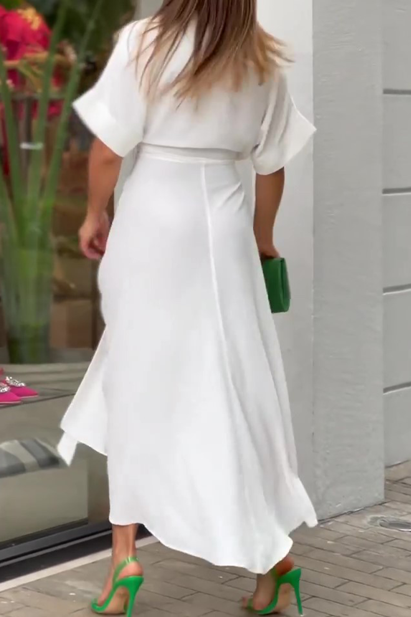 Kaynafashions - Casual Solid Patchwork Turndown Collar Shirt Dress Dresses(4 Colors)