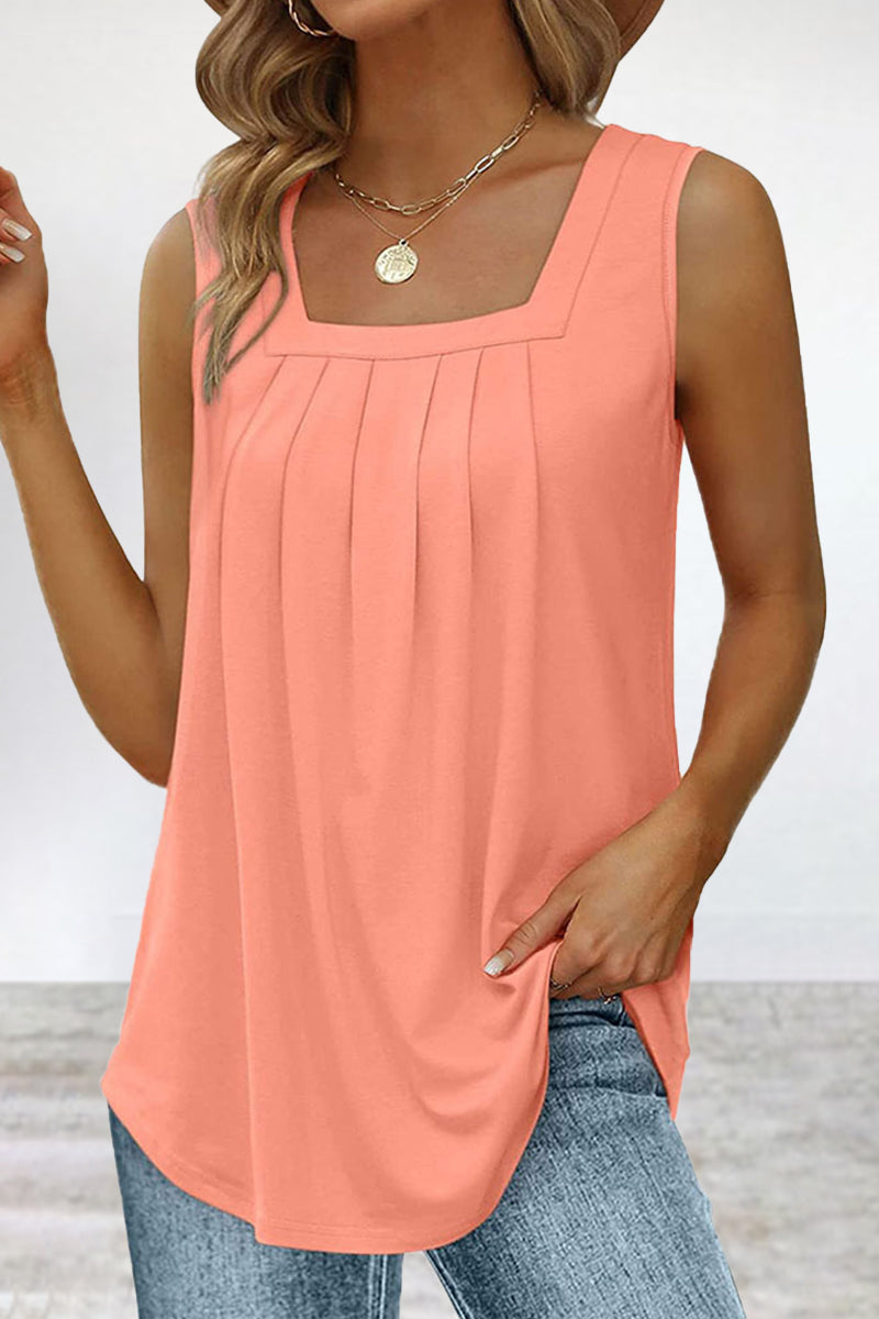 Kaynafashions - Casual Street Solid Fold Square Collar Tops