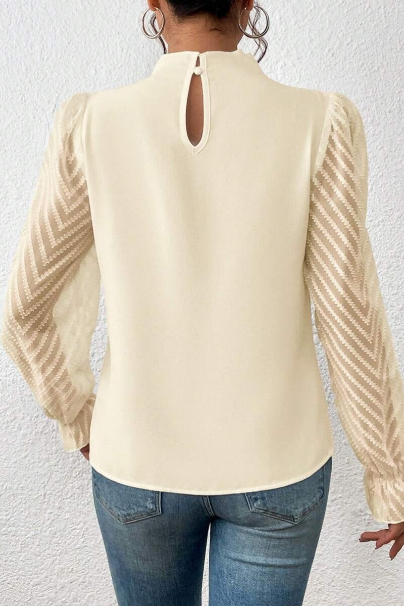 Kaynafashions - Casual Solid Patchwork Flounce Half A Turtleneck Tops