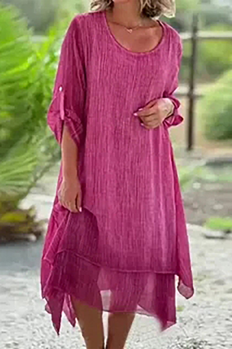 Kaynafashions - Casual Solid Bandage O Neck A Line Dresses