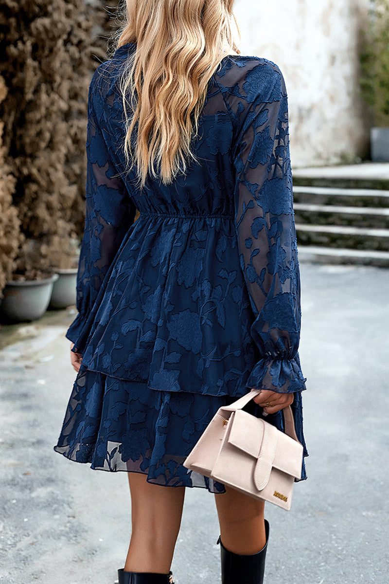 Kaynafashions - Elegant Solid Patchwork O Neck A Line Dresses