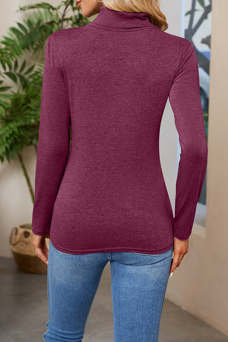 Kaynafashions - Daily Simplicity Solid Turtleneck Tops(6 Colors)