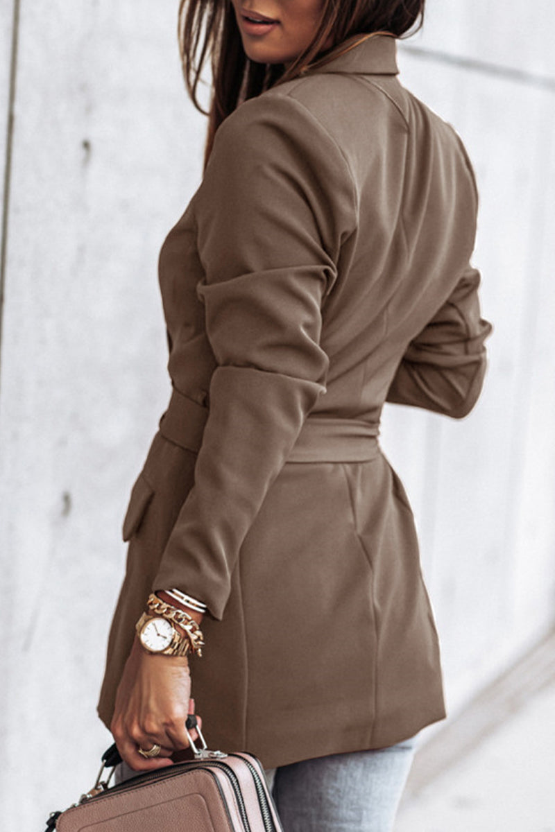 Kaynafashions - Casual Solid Patchwork Turndown Collar Outerwear(5 Colors)