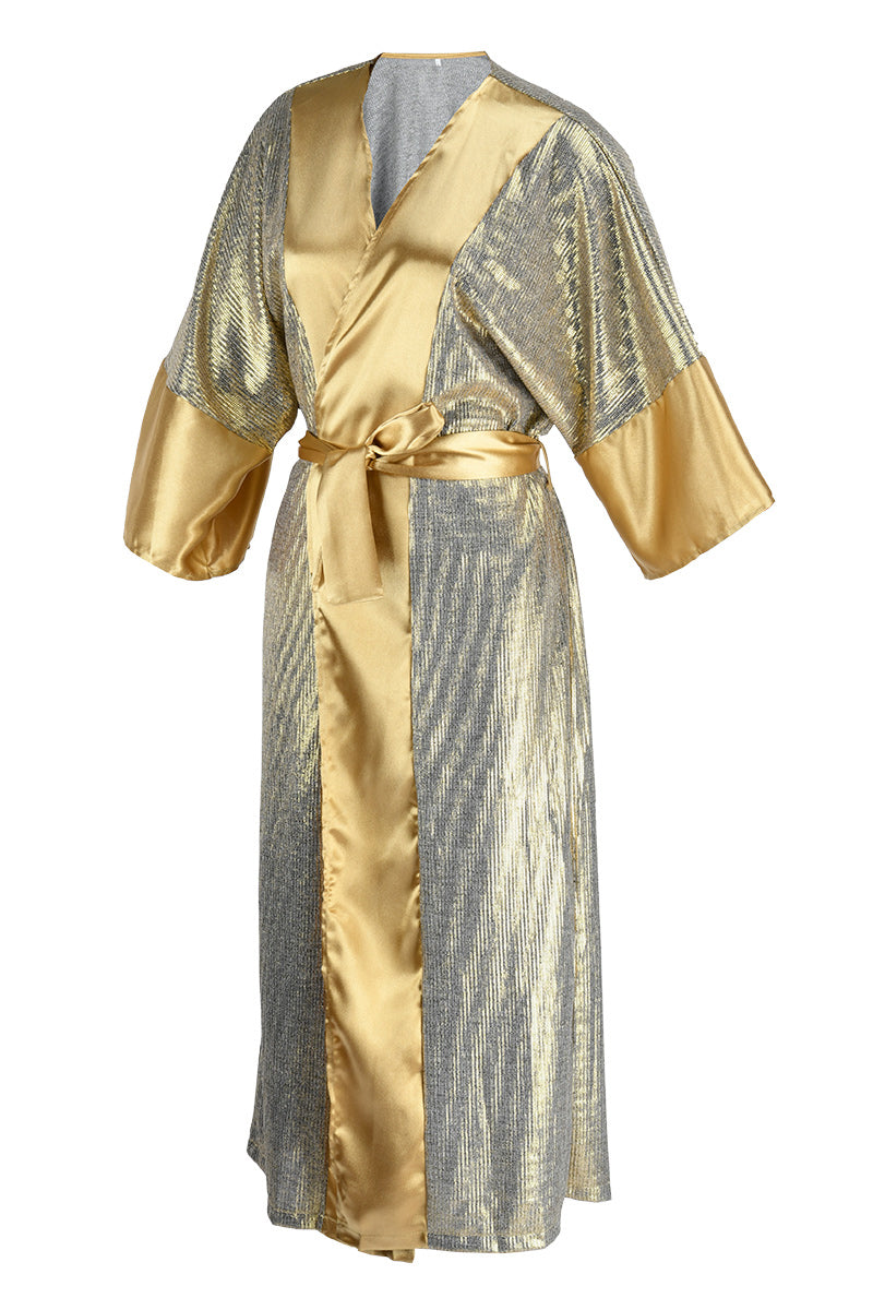 Kaynafashions - Casual Patchwork Sequins V Neck Waist Skirt Dresses(3 Colors)