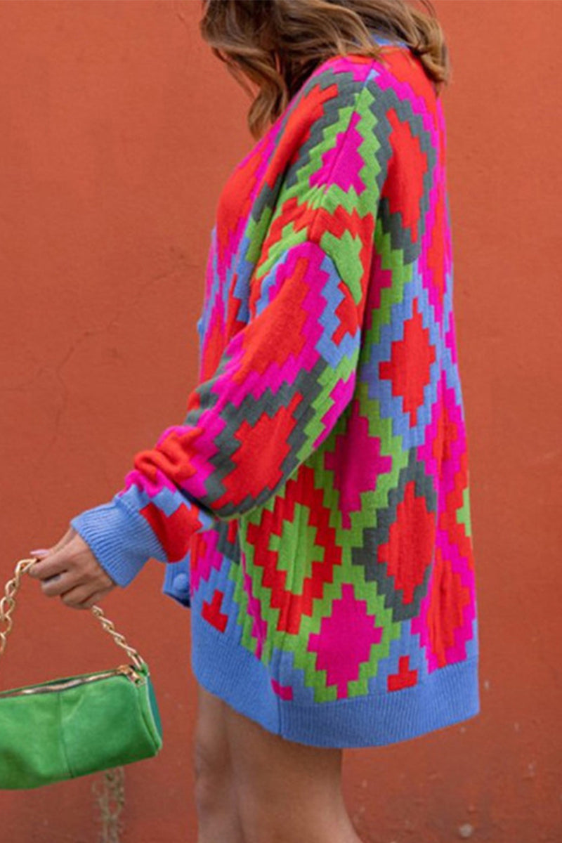 Kaynafashions - Casual Plaid Contrast V Neck Tops