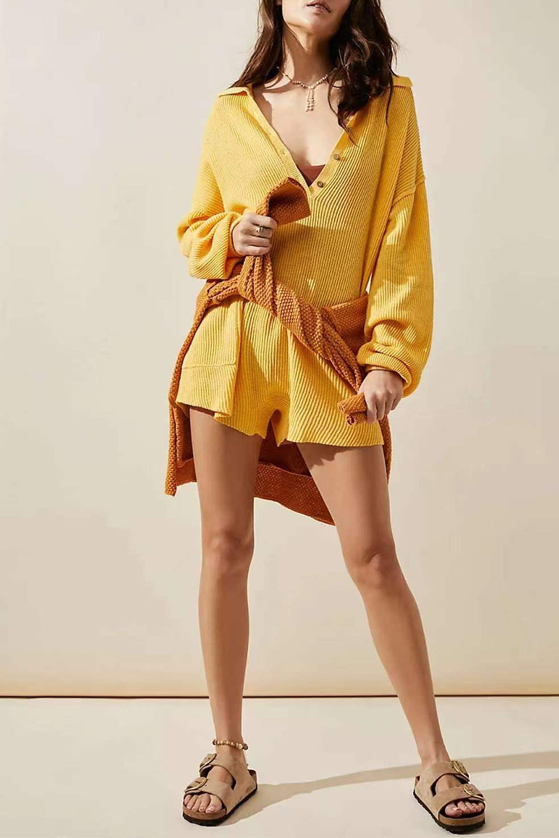 Kaynafashions - Casual Simplicity Solid Buttons V Neck Loose Jumpsuits