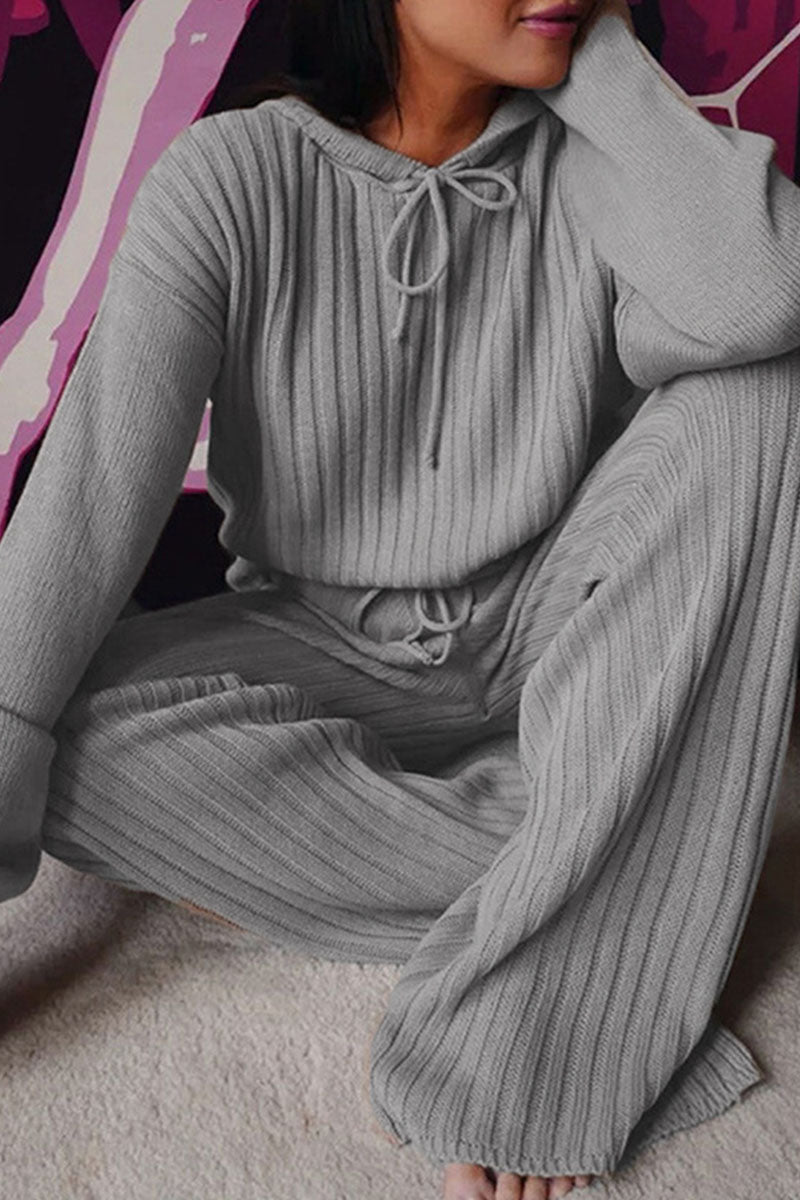 Kaynafashions - Fashion Casual Hooded Collar Long Sleeve Two Pieces(8 Colors)