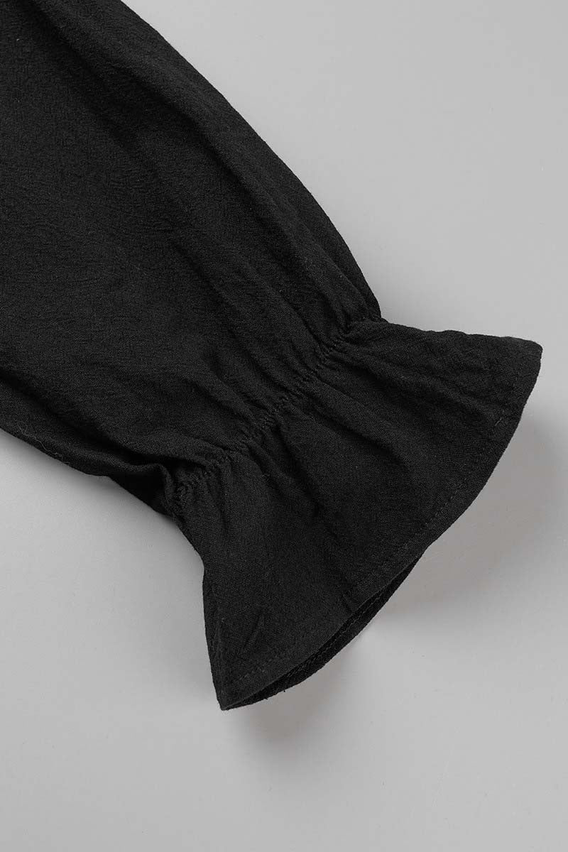 Kaynafashions - Casual Solid Flounce Fold V Neck Tops(5 Colors)