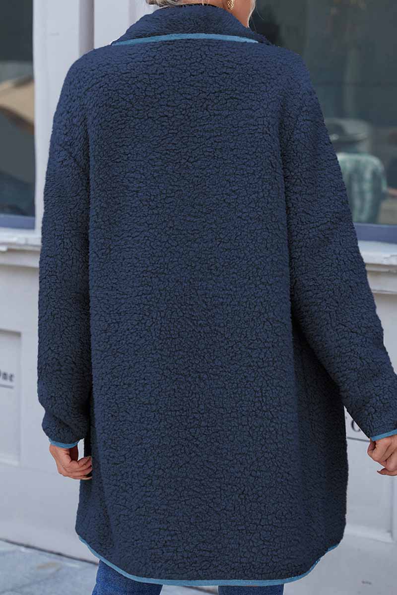 Kaynafashions - Casual Solid Patchwork Turndown Collar Outerwear