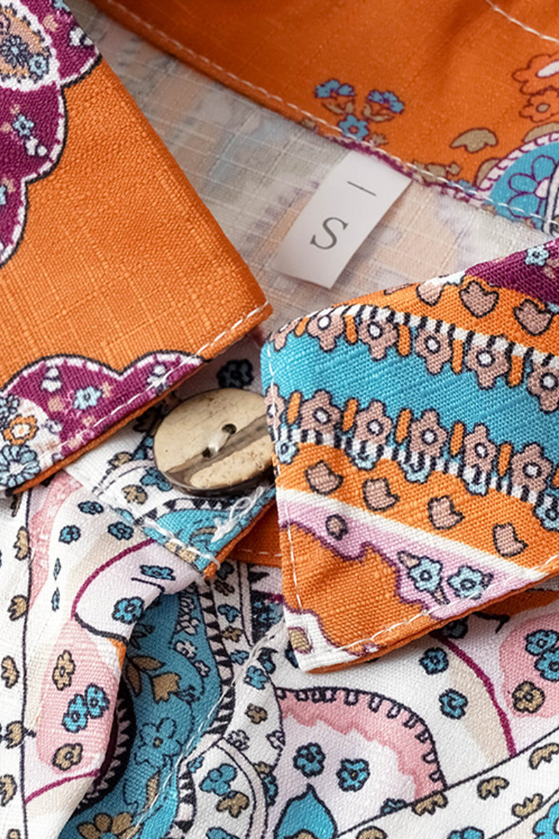 Kaynafashions - Casual College National Totem Print Patchwork Frenulum O Neck Loose Jumpsuits(3 Colors)