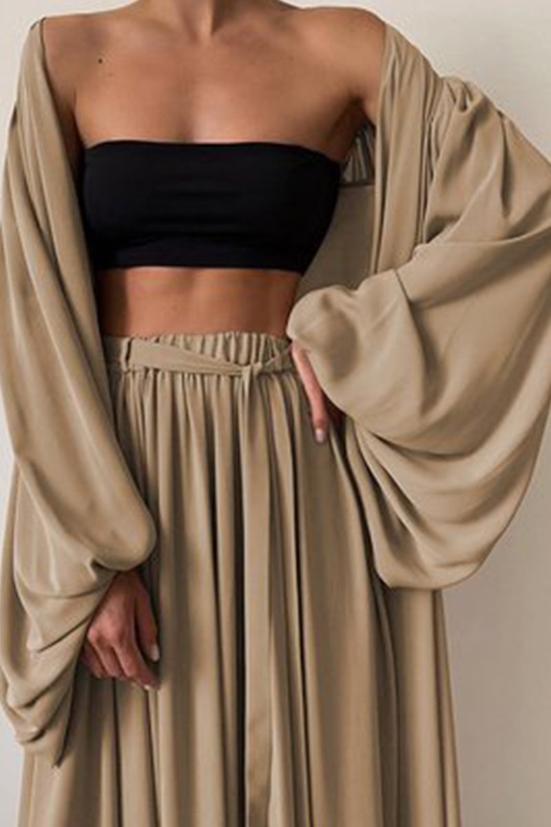 Kaynafashions - Fashion Casual Solid With Belt Strapless Three Pieces(4 colors)