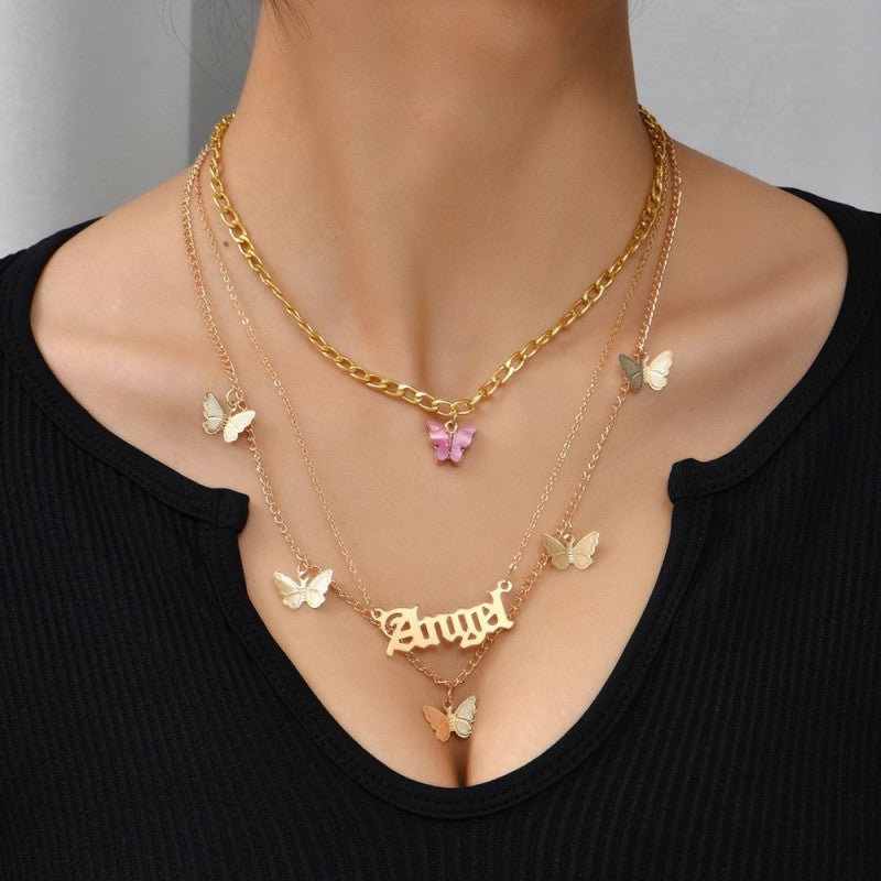 Kaynafashions - Casual Butterfly Patchwork Chains Necklaces