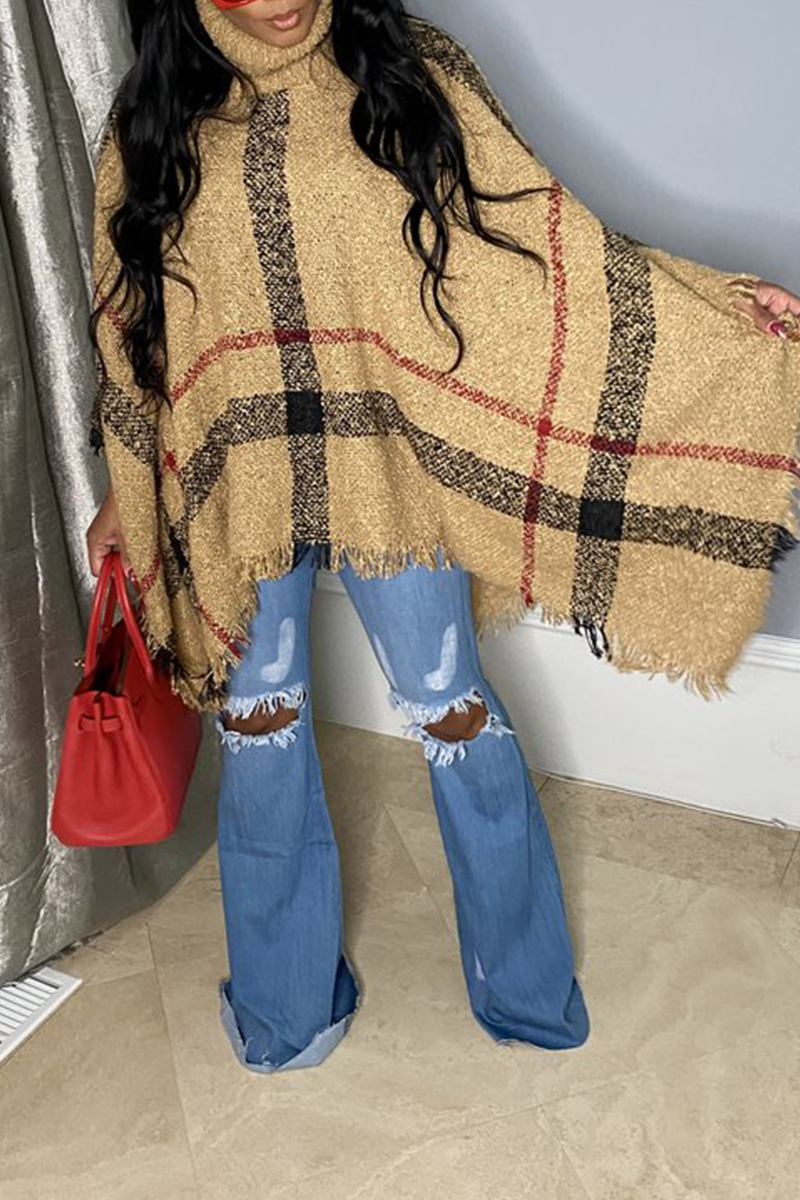 Kaynafashions - Casual Patchwork Tassel Turtleneck Cardigans(3 Colors)