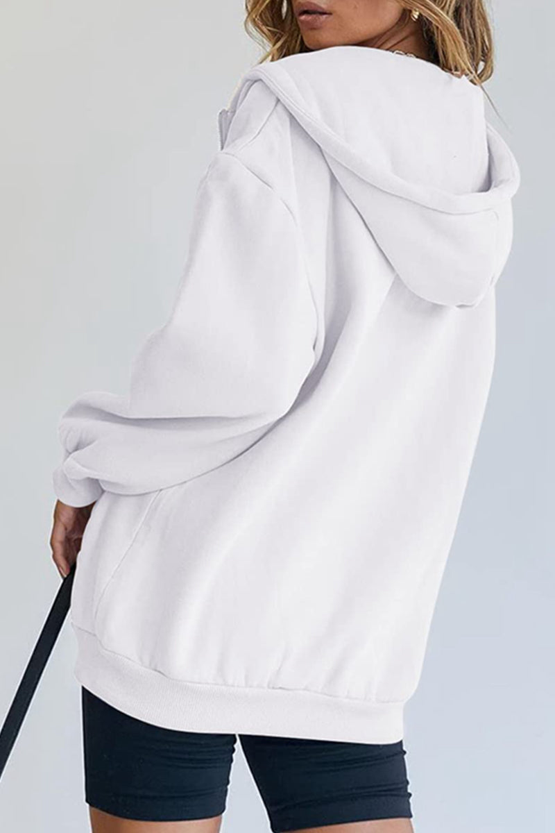 Kaynafashions - Casual Sportswear Solid Pocket Hooded Collar Outerwear