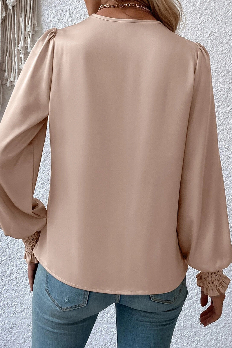 Kaynafashions - Elegant Solid Fold V Neck Tops