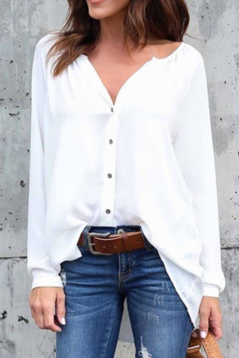 Kaynafashions - Elegant Solid V Neck Tops