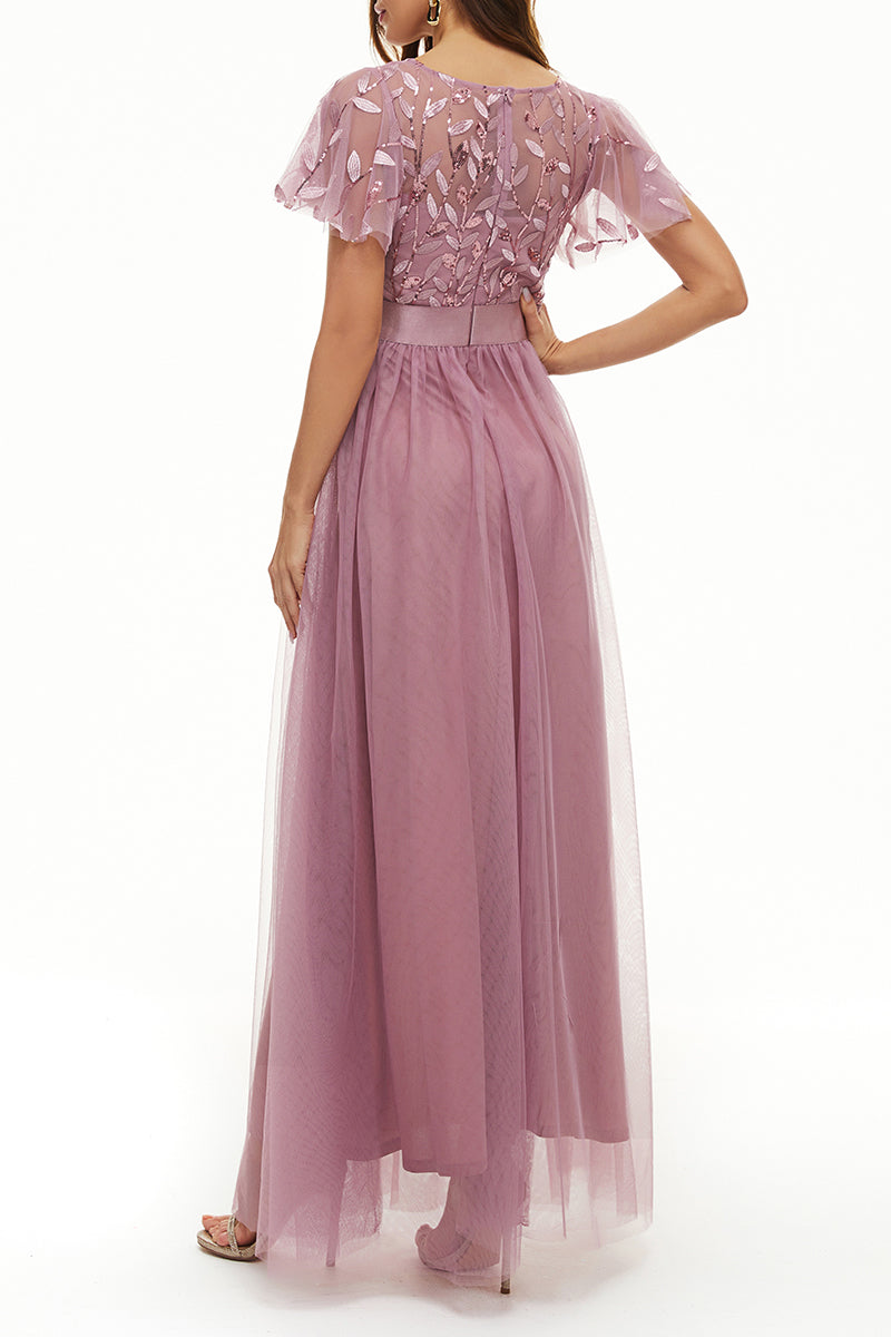 Kaynafashions - Elegant Formal Patchwork Zipper O Neck Ball Gown Dresses