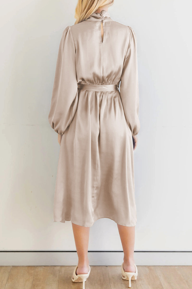 Kaynafashions - Sweet Elegant Solid Bandage Mandarin Collar A Line Dresses(4 Colors)