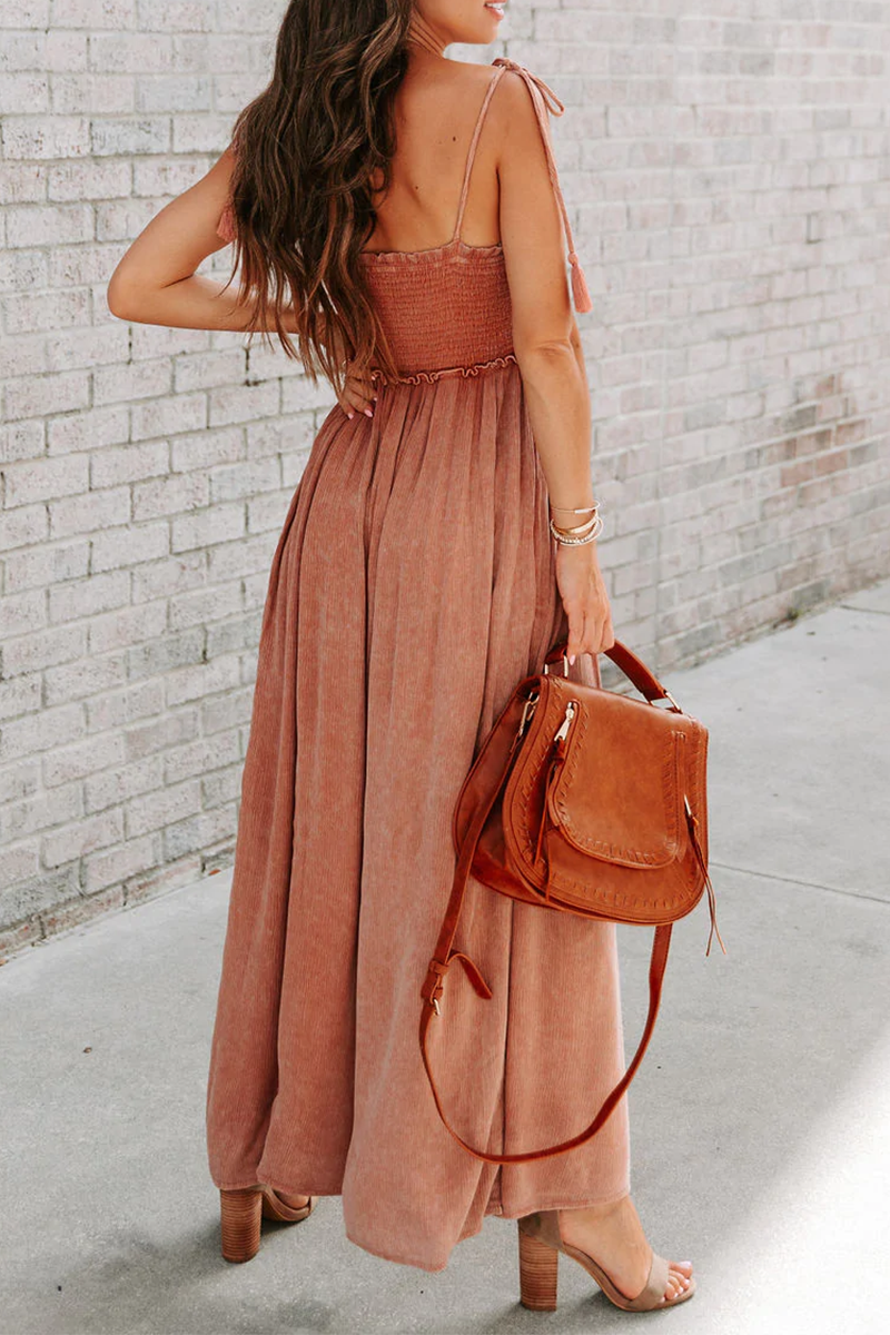 Kaynafashions - Fashion Solid Patchwork Square Collar Straight Jumpsuits