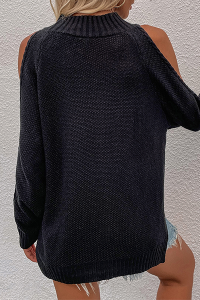 Kaynafashions - Casual Solid Hollowed Out Patchwork O Neck Sweaters(6 Colors)