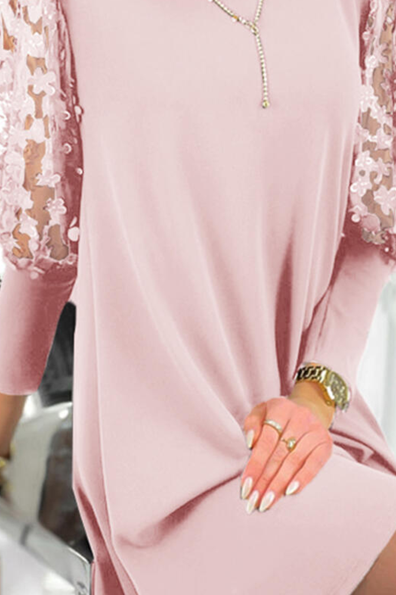 Kaynafashions - Casual Solid Patchwork Mesh Straight Dresses