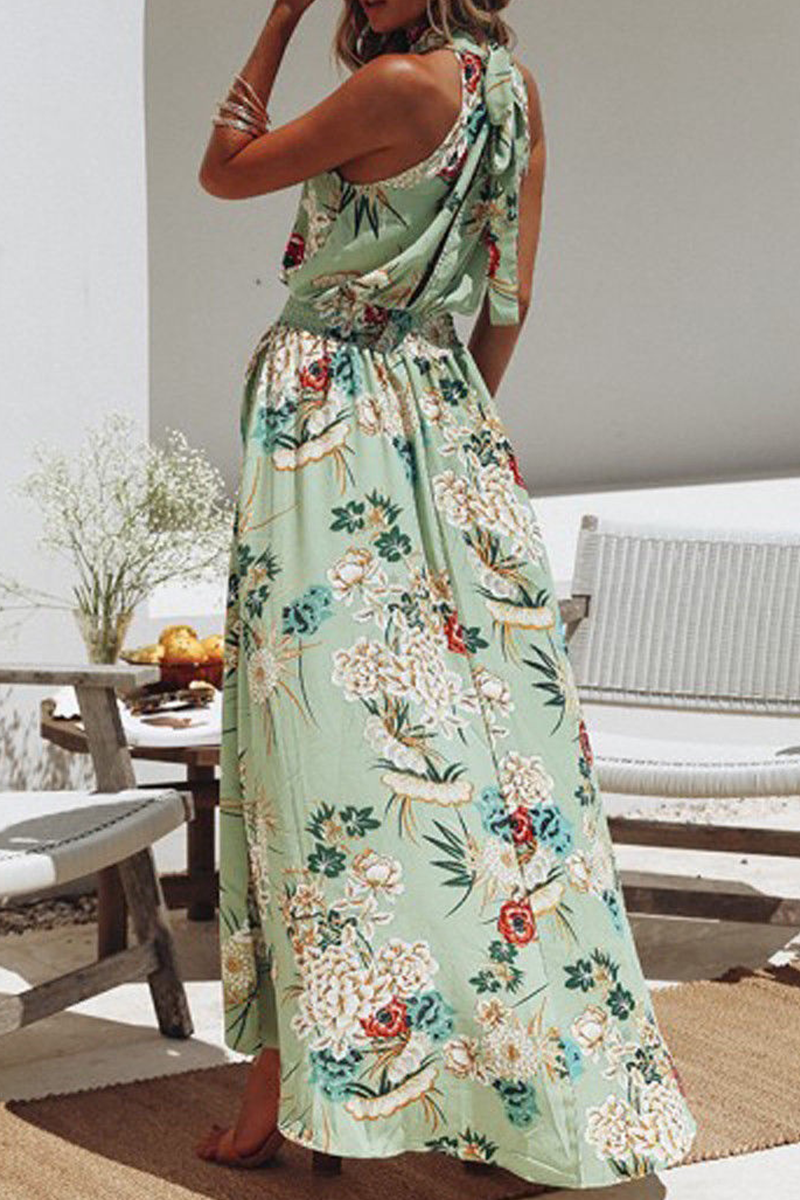 Kaynafashions - Casual Print Patchwork Turtleneck Irregular Dress Dresses