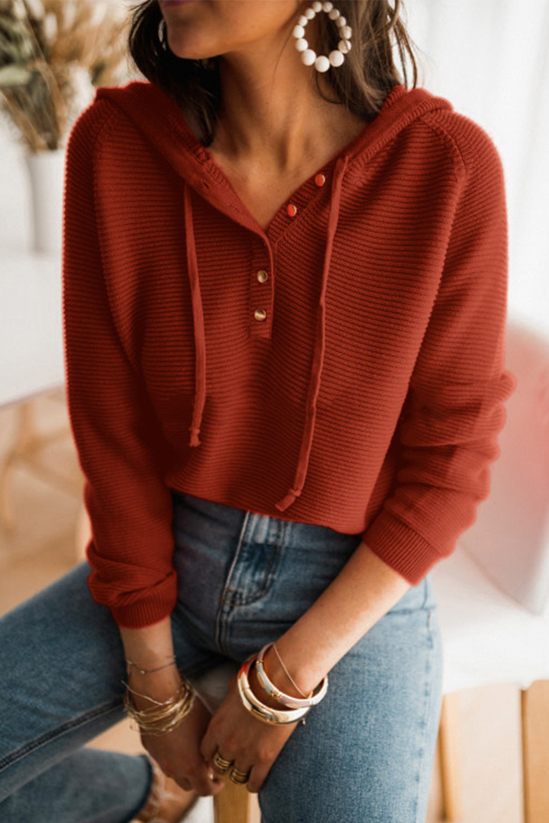 Kaynafashions - Casual Solid Patchwork Hooded Collar Sweaters(5 colors)