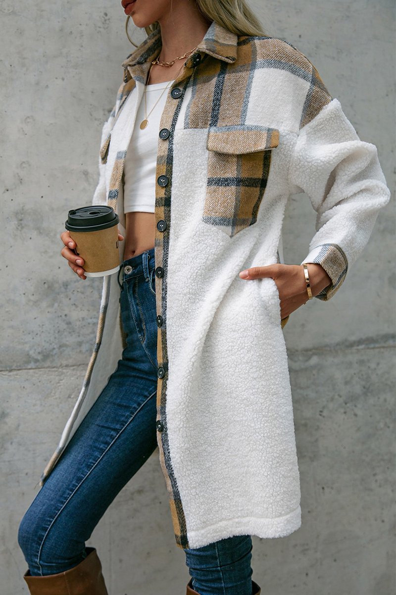 Kaynafashions - Casual Plaid Patchwork Turndown Collar Outerwear(3 colors)